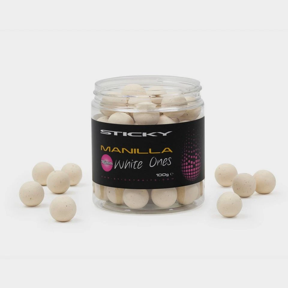 Sticky Baits Manilla Wht Ones 16Mm 100G Pot 1 Sticky Baits Manilla Wht Ones 16Mm 100G Pot